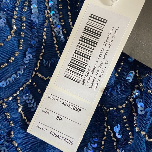 **J Kara** Women's  Sleeveless Beaded Pop Over Long Dress with Scarf 8P NWT - Picture 5 of 7